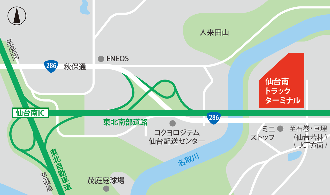 図:仙台南トラックターミナル アクセスマップ